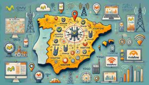 Tarjetas SIM y sus coberturas con un mapa de España