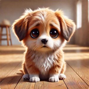 perrito con pose asustada